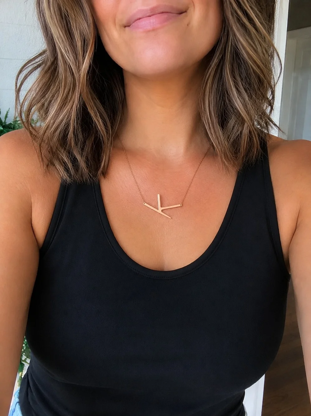 Rose Gold Letter K Pendant Necklace - Women's Jewelry